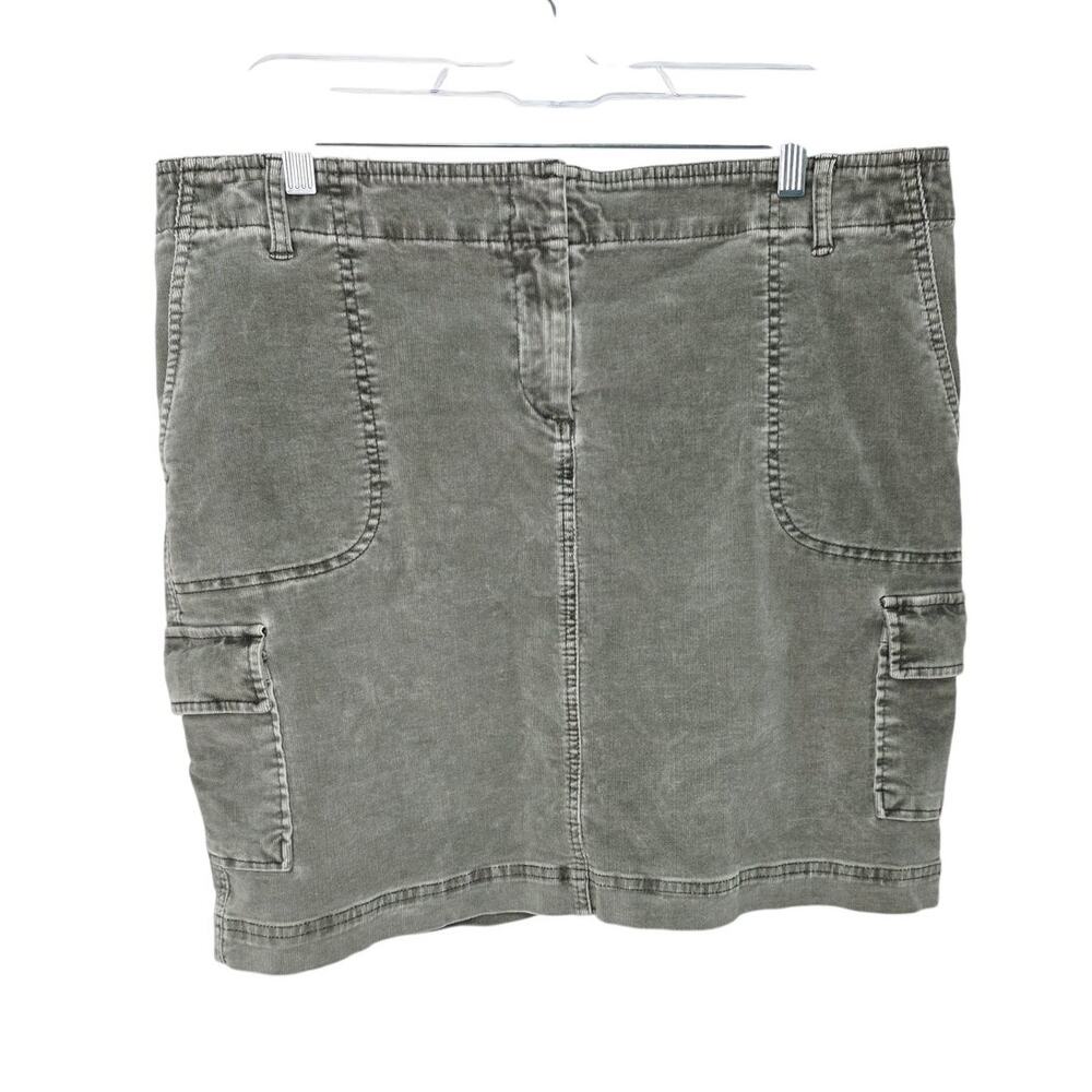 J Jill Gray Corduroy Utility Cargo Skirt Womens Size 14 Casual Gorpcore Boho
